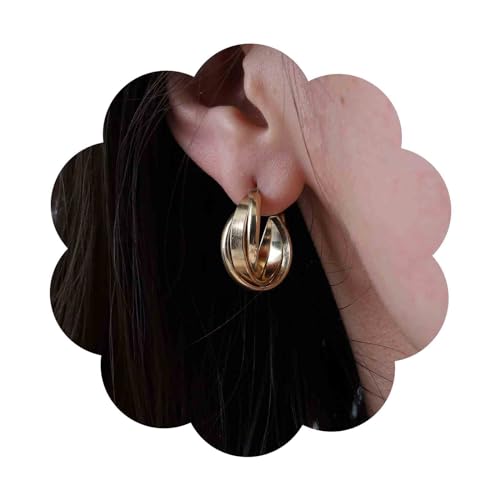 Aneneiceera Vintage Twist Circle Creolen, Gold, Twisted Creolen, klobige Creolen, baumelnde Ohrringe, Boho Twisted Creolen, geometrische Hohlkreis-Ohrringe, Schmuck für Frauen und Mädchen (Gold) von Aneneiceera