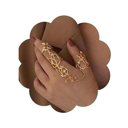 Aneneiceera Vintage Vollfingerring Langer Zweifingerring Vollfingerring Gothic Statement Ring Punk Fingerharness Ring Verstellbarer Fingerspitzenring Schmuck Für Frauen Und Mädchen (gold) von Aneneiceera