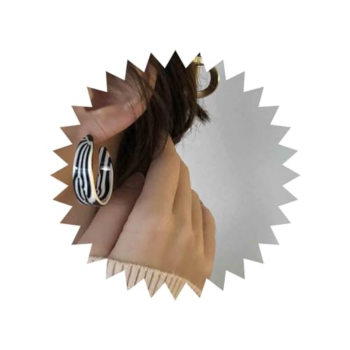 Aneneiceera Zebra Print Tropfen Ohrringe - Gesprenkelt Offene Reifen Baumeln Ohrstecker Schwarz Weiß Acryl Harz Runde Leichte Geometrische Kreis Ohrringe Für Frauen von Aneneiceera