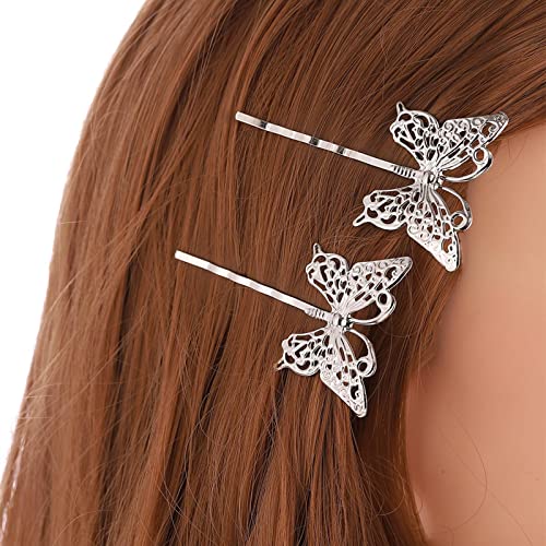 Aneneiceera Aushöhlung Schmetterling Haarspange Pin Vintage Silber Haarspange Französisch Schmetterling Retro Bobby Pins Dekorative Haar-Accessoires Für Frauen Und Mädchen 2pcs von Aneneiceera