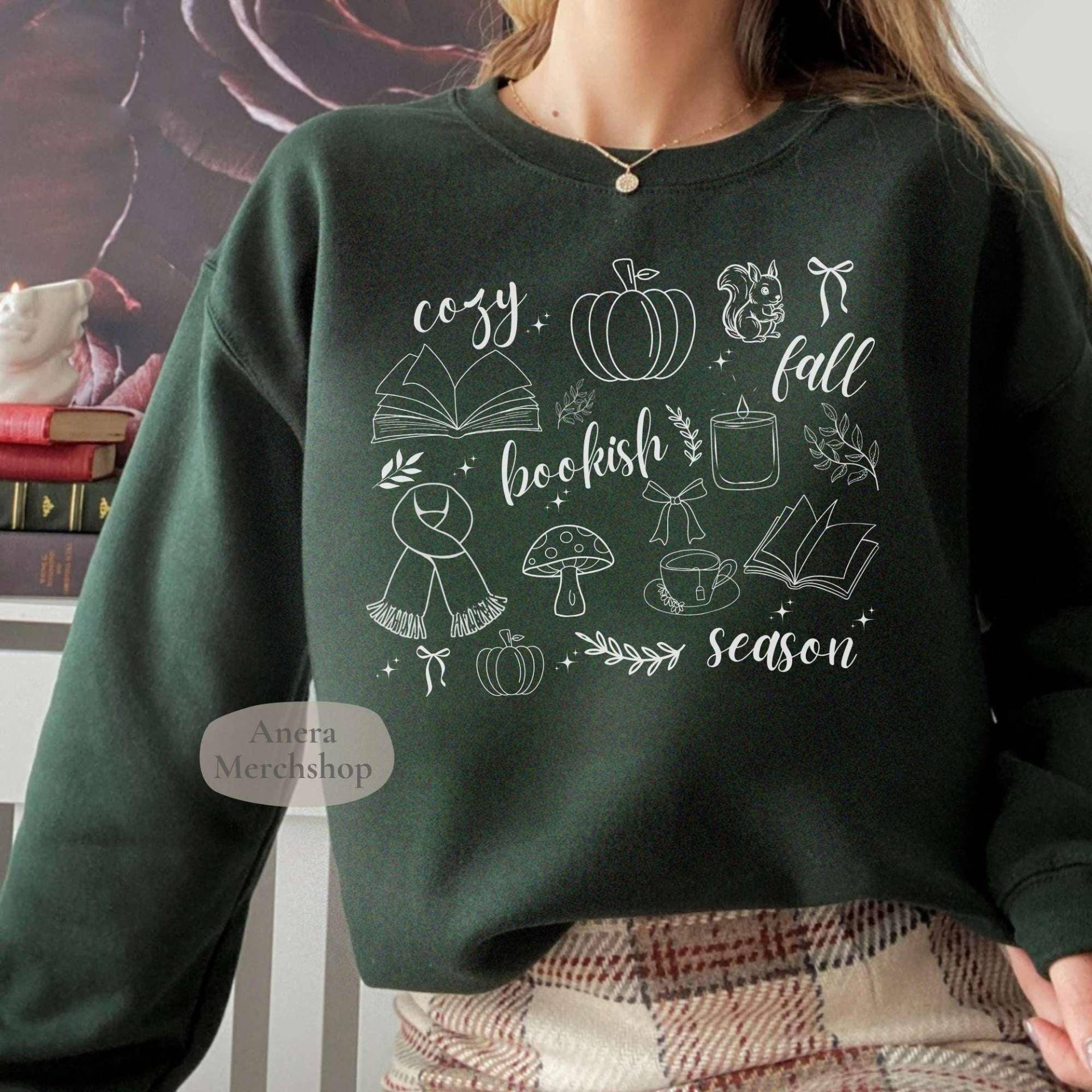 Herbst Bücher Pullover Book Lover Shirt Bookish Geschenk Buchliebhaber Bookish Merch Damen Bücherwurm Geschenke Book von AneraCandles