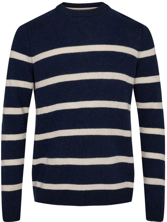 Anerkjendt Pullover Lambswool Rico Streifen Navy - Größe S von Anerkjendt