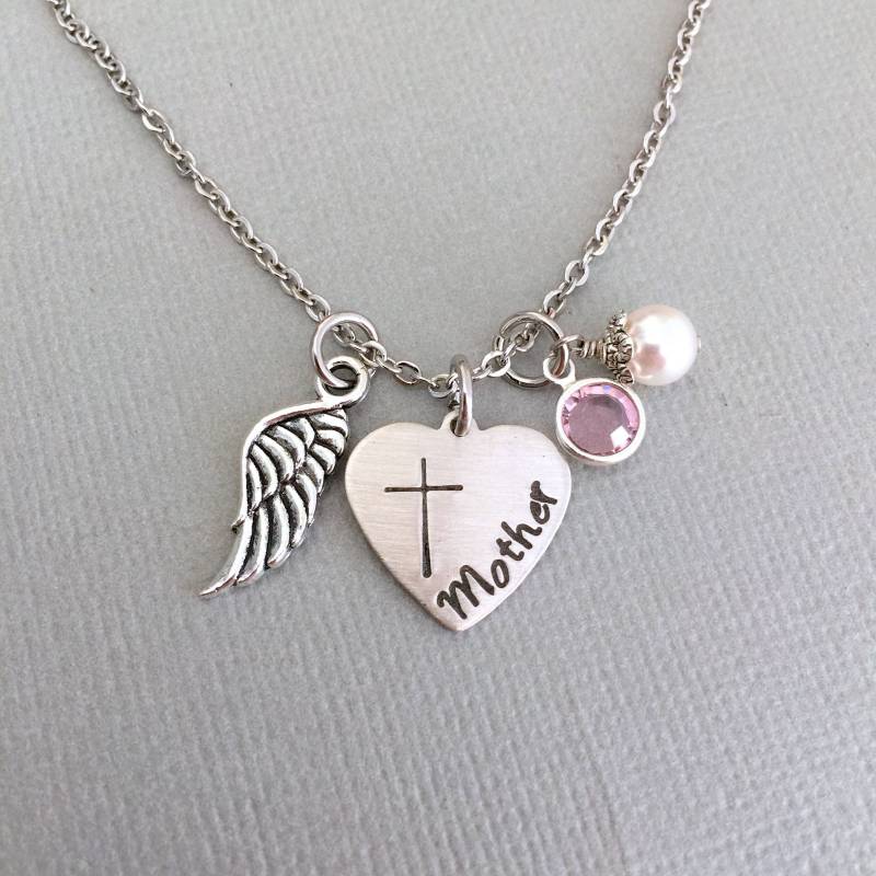 Personalisierte Gedenkkette, Verlust Von Babyschmuck, Engelsflügel Halskette, Geschenk Für Mama, Stillborn Schmuck, Regenbogen Baby von AnesandEve