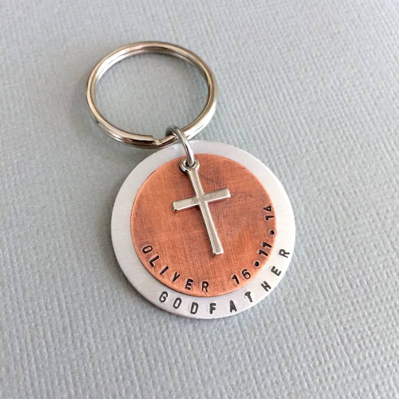 Personalisierter Paten-Schlüsselanhänger, Patengeschenk, Handgestempelt, Taufgeschenk, Konfirmation Geschenk, Schlüsselanhänger, Dankeschön von AnesandEve