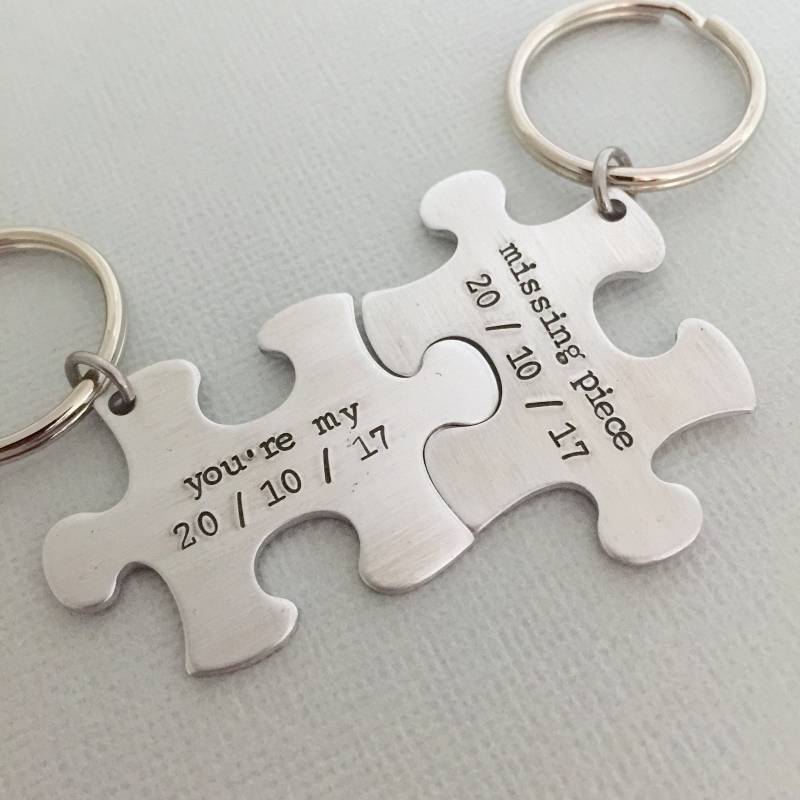 Set Von Dir Sind Mein Fehlendes Stück Schlüsselanhänger, Geschenk Für Ihn, Jahrestag Geschenk, Paar Freund Ehemann Puzzle Schlüsselbund von AnesandEve
