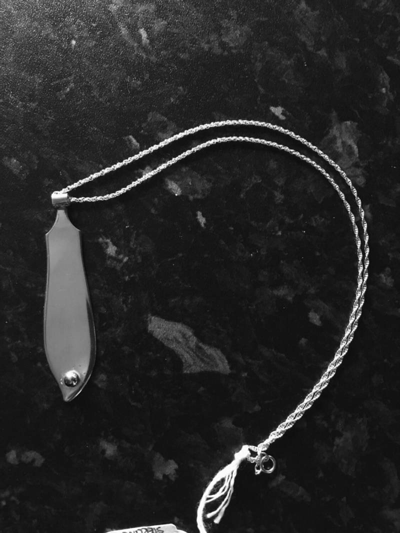 Antik Silber "Messer Anhänger" Erstellt Von "Up-Cycling" Antiken Silberbesteck Datiert 1909 Auf 925 Seil-Kette von Anetgems