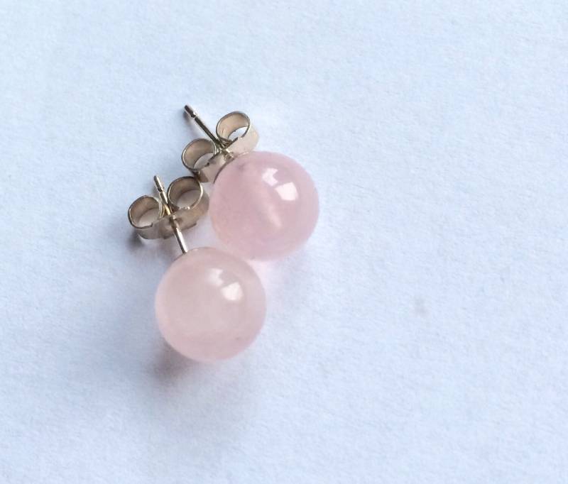 sterling Silber Rosenquarz Ohrstecker von Anetgems
