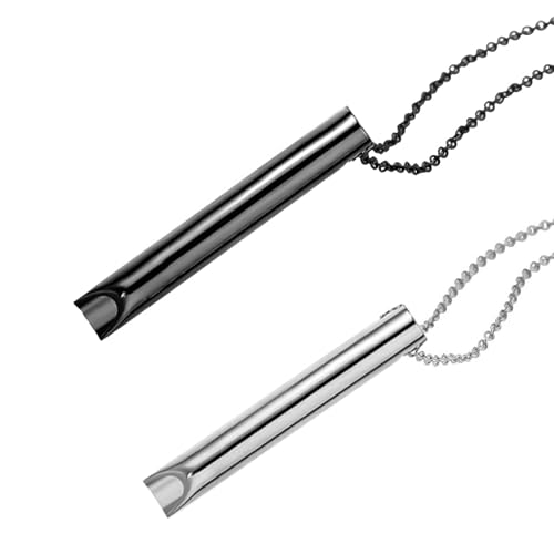 Anevios 2 Stück Höki Halskette Gegen Angst Anapana Atmungshalskette Edelstahl Tragbare Atemübungen Halskette Rauchentwöhnung Kette Geschenke für Männer Frauen, Kleine Geschenke Adventskalender von Anevios