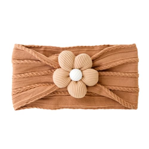 1 Stück Baby Blumen Stirnband,Weiche Turban,Nylon Stirnbänder,Kopfbedeckung Elastische Haarbänder,Kinder Haarschmuck,Baby-Zubehör für Neugeborene,Kleinkinder Mädchen,Kaffee A von Anevous