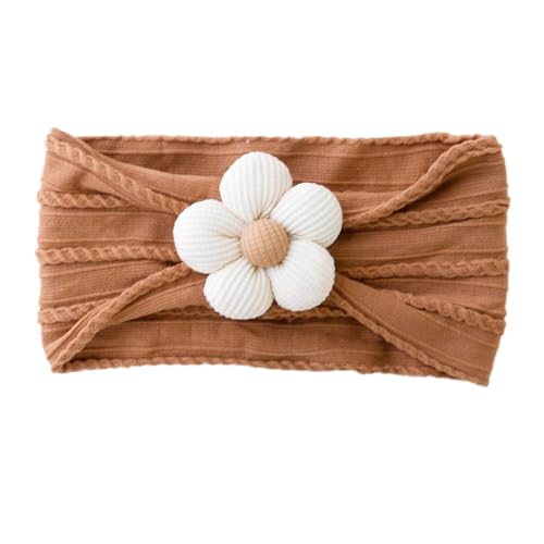 1 Stück Baby Blumen Stirnband,Weiche Turban,Nylon Stirnbänder,Kopfbedeckung Elastische Haarbänder,Kinder Haarschmuck,Baby-Zubehör für Neugeborene,Kleinkinder Mädchen,Kaffee B von Anevous