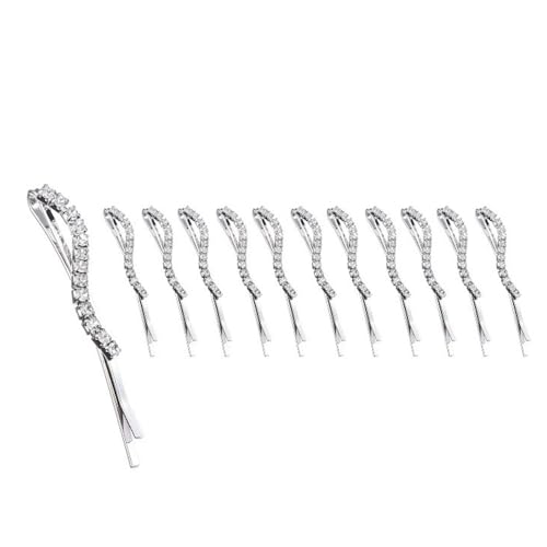 10 Stück Strasssteinen Haarnadel, Glitzer rutschfeste Haarnadel, Haarklammern für Damen, Mode Haarspangen Haar Clips Accessoires für Frauen Haarschmuck,Silber A von Anevous