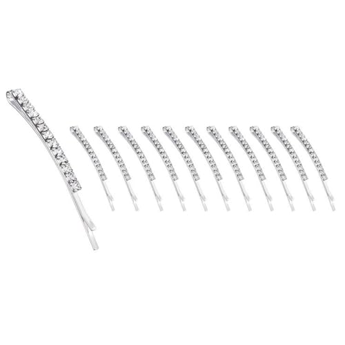 10 Stück Strasssteinen Haarnadel, Glitzer rutschfeste Haarnadel, Haarklammern für Damen, Mode Haarspangen Haar Clips Accessoires für Frauen Haarschmuck,Silber B von Anevous