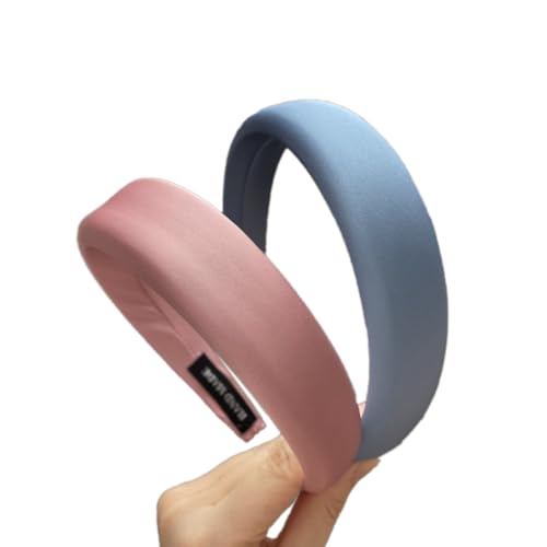 2 Stück Schwamm Haarreifen Damen, Einfarbige Stirnband, Mode Stirnbänder, Rutschfeste Haarband, Haarbänder Haarschmuck, Haarreif Haaraccessoires für Frauen Hochzeit Weihnachten Party,Rosa+Blau von Anevous