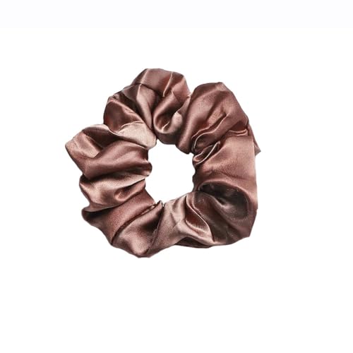 3 Stück Satin Haargummi, Elastische Haargummis Einfarbiger Scrunchies, Weiche Haarringe Gummibänder Haarschmuck für Frauen und Mädchen, Zopfgummis Pferdeschwanzhalter,Red Coffee von Anevous