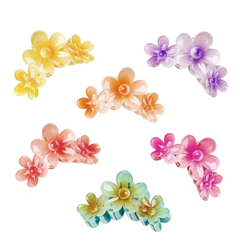 6 Stück Blumen Haarklammer,Damen Plumeria Hairpin,Niedliche Haarklammern für Dickes Haar,Rutschfeste Haarspange,Hawaiianische Haarschmuck Clips für Frauen,Haarstyling Zubehör,Farben Mischen von Anevous