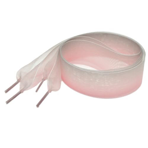 Anevous 1 Paar Satin Schnürsenkel,Flache Band Schnürsenkel,Organza Satinband,Bogen Ribbon Schuhbänder,Silk Shoe Laces,Shoelaces für Damen,Sneaker,Arbeitsschuhe,Sportschuhe,4cm Breite,Rosa Grau,60cm von Anevous