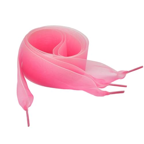 Anevous 1 Paar Satin Schnürsenkel,Flache Band Schnürsenkel,Organza Satinband,Bogen Ribbon Schuhbänder,Silk Shoe Laces,Shoelaces für Damen,Sneaker,Arbeitsschuhe,Sportschuhe,4cm Breite,Weiß Rosa,90cm von Anevous