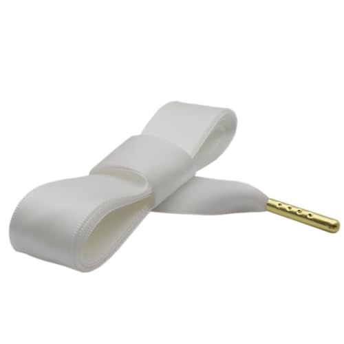 Anevous 2 Paar Satin Flache Schnürsenkel,Premium Satinschnürsenkel,Ersatz Schuhbänder,Ribbon,Satinband,Shoelaces für Damen,Laufschuhe,Turnschuhe,Sneaker,Sportschuhe,Weiß,140cm von Anevous