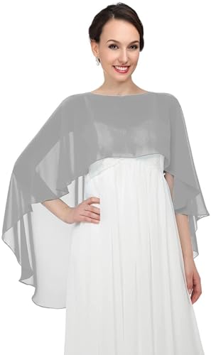 Damen Chiffon Schal Stola,Leichter Tücher,Eleganten Cape Umhang,Einfarbiger Capelets für Frauen,Sommer Dünn Wraps für Braut Brautkleid Hochzeit Abendkleid Festlich Schaltuch Einheitsgröße,Silbergrau Damen Chiffon Schal Stola,Leichter Tücher,Eleganten Cape Umhang,Einfarbiger Capelets für Frauen,Sommer Dünn Wraps für Braut Brautkleid Hochzeit Abendkleid Festlich Schaltuch Einheitsgröße,Silbergrau von Anevous