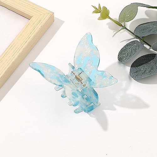 Haarklammer Schmetterling, Acetat Haarklammern Damen, Kunststoff Rutschfester Haarspangen, 7,5 cm Haarspange dickes und dünnes Haar für Frauen Haarschmuck Haar-accessoires,Blau von Anevous