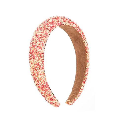 Haarreifen Damen, Breit Stirnband, Rutschfeste Haarband, Mode Reisperlen Stirnbänder, Haarbänder Haarschmuck Damen, Haarreif Haaraccessoires für Frauen Hochzeit Party Weihnachten,Rosa von Anevous