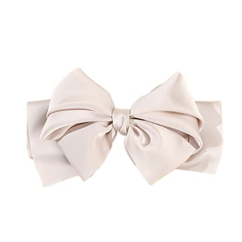 Haarspangen mit Große Schleife,Satin Haarschleife,FranzöSischer Einfarbige Haarspange,Elegante Haarschmuck,Metall-Bogenknoten-Clips,Accessoires der 90er Jahre für Damen,Aprikose von Anevous