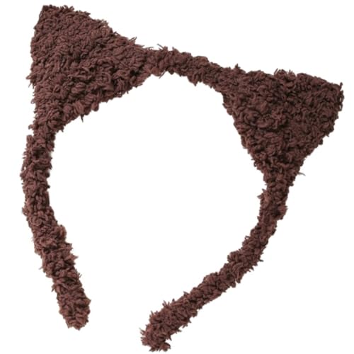 Katzenohren-Plüsch Stirnband für Damen, Weihnachten Niedliche Haarreifen, Mode Haarband Kopfschmuck, Stirnbänder Haarschmuck für Haarbänder Zubehör Damen und Frauen Weihnachten,Kaffee von Anevous