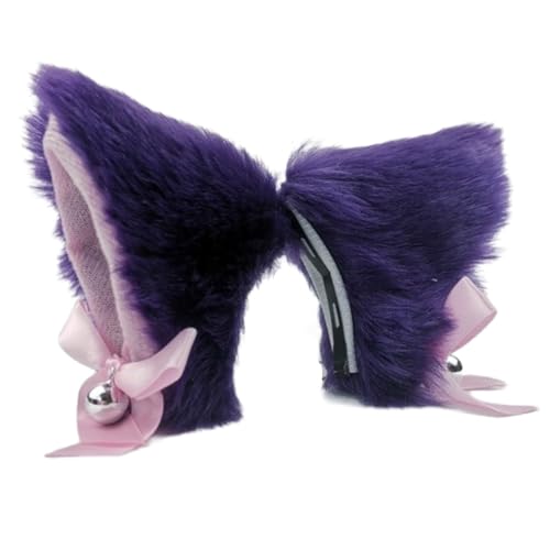Plüsch-Katzenohren Haarspange, Katzenohren Haarspangen Kopfbedeckung, Mode Kostüm Haarnadel, Niedliche Haarschmuck für Frauen Accessoires Kopfschmuck,Dunkel Lila von Anevous