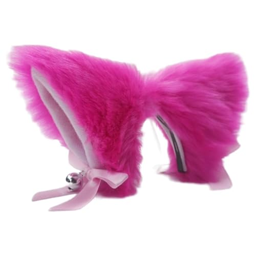 Plüsch-Katzenohren Haarspange, Katzenohren Haarspangen Kopfbedeckung, Mode Kostüm Haarnadel, Niedliche Haarschmuck für Frauen Accessoires Kopfschmuck,Rosenrot von Anevous