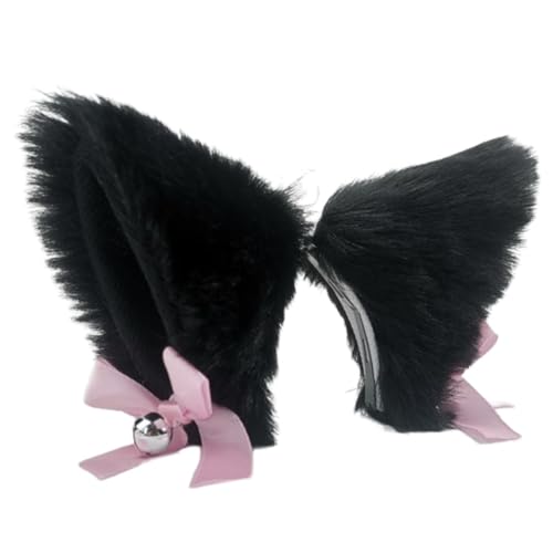Plüsch-Katzenohren Haarspange, Katzenohren Haarspangen Kopfbedeckung, Mode Kostüm Haarnadel, Niedliche Haarschmuck für Frauen Accessoires Kopfschmuck,Schwarz von Anevous