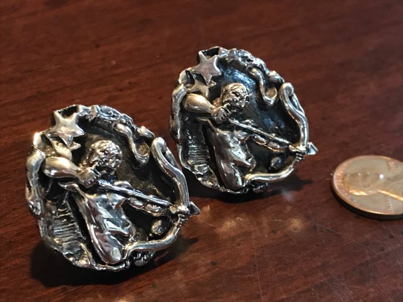 Vintage Tortolani Manschettenknöpfe Silber Sternzeichen Schütze von AnewAgain