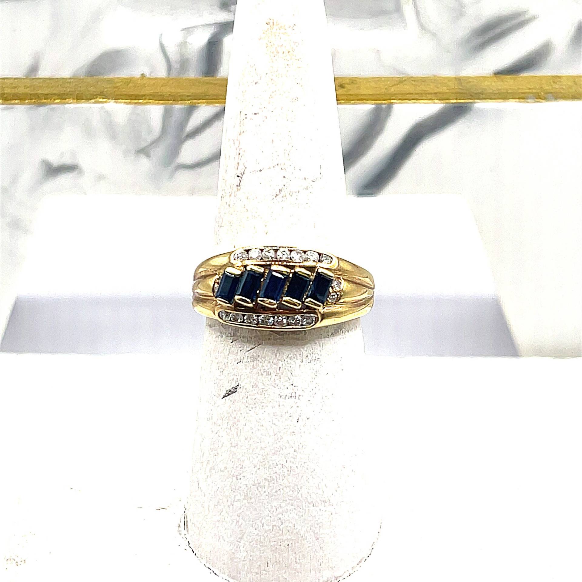 14K Gelbgold Ring .62 Cttw Saphir .24 Diamanten Gr. 7 von AngElizDirect