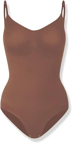 AngLink Creamyfabrics Nahtloser Shapewear Body Damen – Figurformender Body mit Bauchkontrolle, Atmungsaktiv, Unsichtbar unter Kleidung, Mikrofaser (Brown,M) von AngLink