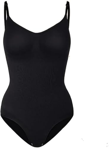 AngLink Creamy Fabrics Nahtloser Shapewear Body Damen – Figurformender Body mit Bauchkontrolle, Atmungsaktiv, Unsichtbar unter Kleidung, Mikrofaser (Schwarz,L) von AngLink