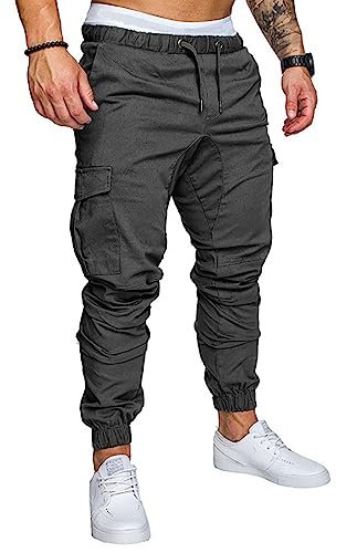 Angbater Herren Freizeithose Multi-Pocket Slim Fit Sport Elastische Taille Bodybuilding Workout Laufen Sweatpants von Angbater