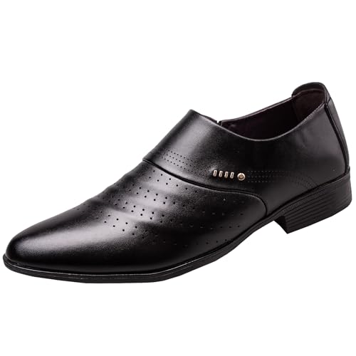 Herren Business Anzugschuhe Loafer Schuhe Slip On Mokassins Anzugschuhe Klassischer Business Derby Leder Oxford Brogue Schuhe klassischer Schwarz 47 EU von Angbater