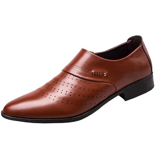 Herren Klassische Schnürschuhe Wildleder Leder Oxford Schuhe Business Freizeitschuhe Anzugschuhe Klassischer Hochzeit Schuhe Braun 43 EU von Angbater