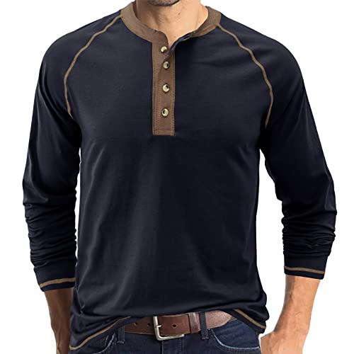 Herren T-Shirt Baumwolle Henley Shirts Casual Fashion T Shirts von Angbater
