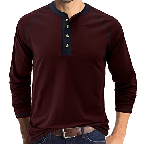 Herren T-Shirt Baumwolle Henley Shirts Casual Fashion T Shirts von Angbater