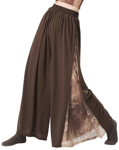 Angcoco Elastische Taille Mesh Split Loose Fit Hose mit weitem Bein Angcoco Elastische Taille Mesh Split Loose Fit Hose mit weitem Bein von Angcoco