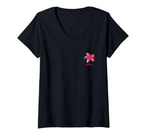 Damen Lilium Lilie T-Shirt mit V-Ausschnitt von AngeLi Merch