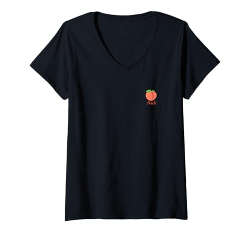 Damen Peach Pfirsich T-Shirt mit V-Ausschnitt von AngeLi Merch