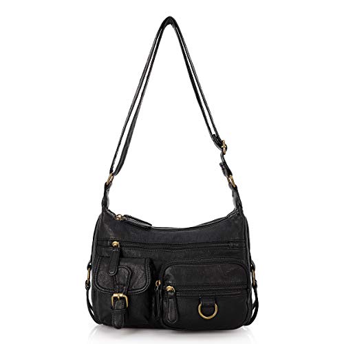 Angel Barcelo Crossbody Umhängetasche Damen Weiche PU Leder Geldbörsen und Handtaschen Schwarz von Angel Barcelo