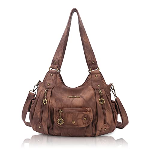 Angel Barcelo Damen börsen und Handtaschen PU Leder Schultertasche Mode Hobo Taschen für Mädchen, (stilvolles Braun), EinheitsgröÃŸe von Angel Barcelo
