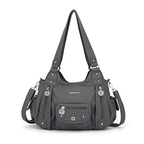 Angel Barcelo Damen börsen und Handtaschen PU Leder Schultertasche Mode Hobo Taschen für Mädchen, Grau (grau), EinheitsgröÃŸe von Angel Barcelo