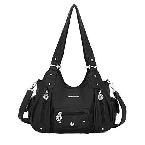 Angel Barcelo Damen börsen und Handtaschen PU Leder Schultertasche Mode Hobo Taschen für Mädchen, Schwarz (schwarz), EinheitsgröÃŸe von Angel Barcelo