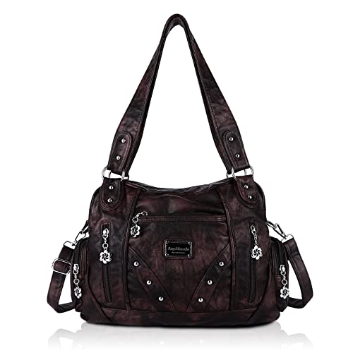 Angel Barcelo Geräumige modische Hobo Damen-Handtasche, Damen-Geldbörse, Umhängetasche, Ledertasche, Kaffee, Einheitsgröße von Angel Barcelo