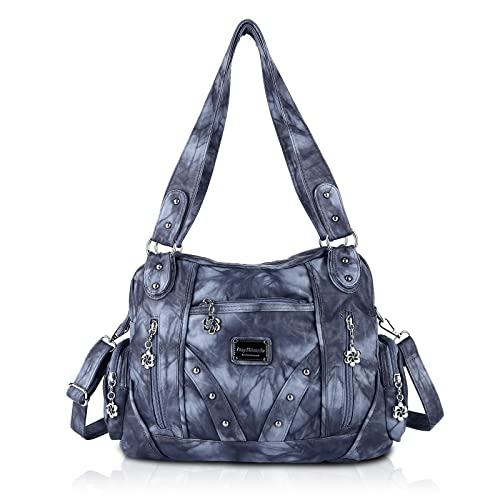 Angel Barcelo Roomy Fashion Hobo Damen-Handtaschen, Damen-Handtaschen, Umhängetaschen, Gewaschenes Leder, J.blue, Einheitsgröße von Angel Barcelo