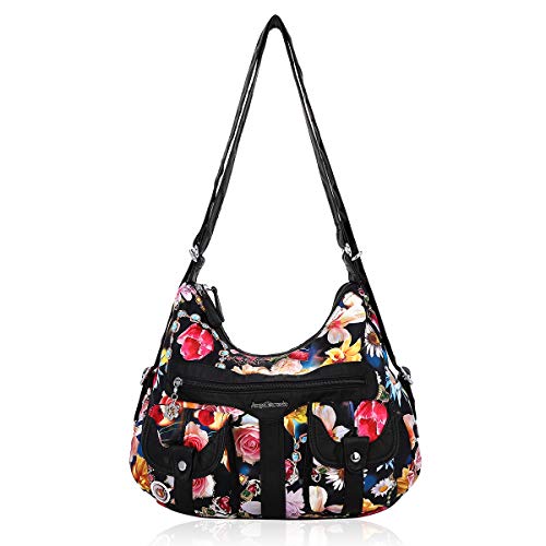 Angel Barcelo Schultertasche Frauen Multifunktionale Handtasche aus weichem Leder Geldbörsen Schulter Hobo Rucksack Umhängetasche mit Tasche Schwarz/Schwarz von Angel Barcelo