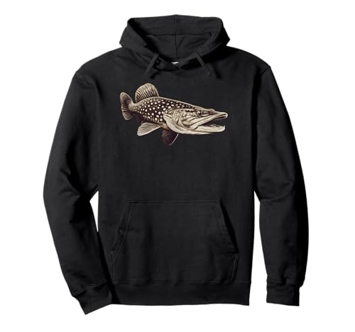 Hecht im Wasser fischen Zeichnung für Herren Damen Kinder Pullover Hoodie von Angel Fishing, lustige Sprüche
